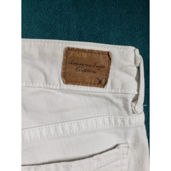 American Eagle Jeans Size 12 Womens White Denim Stretch Pants Mid Rise Jegging - Picture 12 of 13